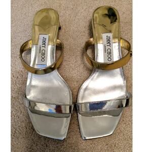 Jimmy Choo Silver & Gold Kyda 35 Heeled Sandals